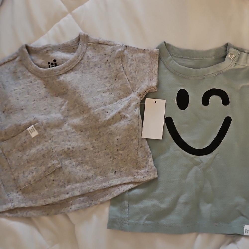 Gray and Green Graphic Baby Tees